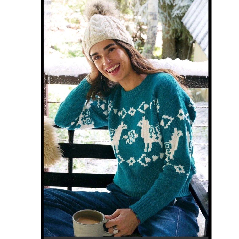 Sundance Llama Fair Isle Chunky Sweater Large cabincore grandpacore layered